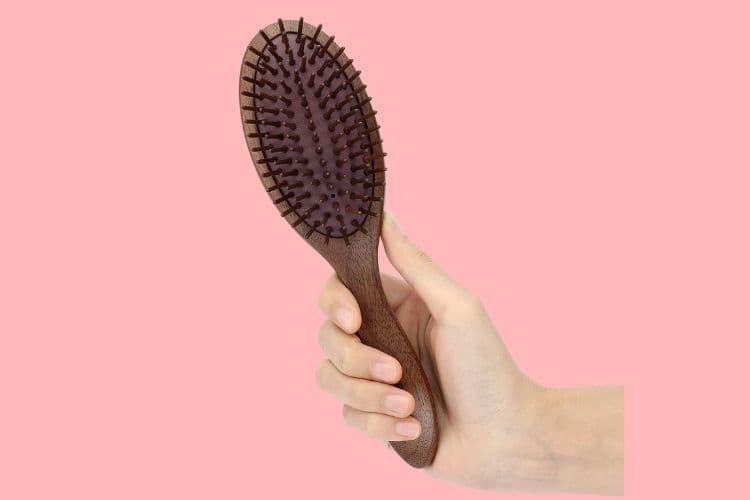 Wooden hair brush for oily hair