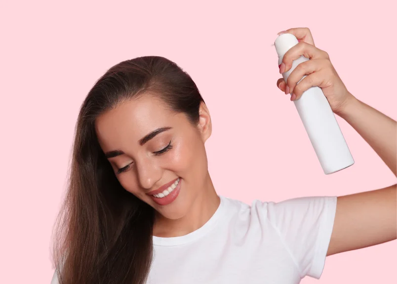 Using dry shampoo after hair straightening