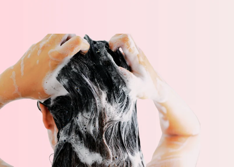 Hair wash with volume shampoo