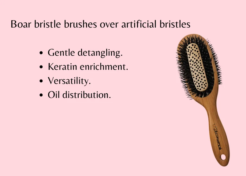 Boar bristle brushes over artificial bristles