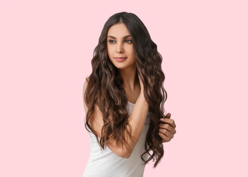 Woman with curled hair