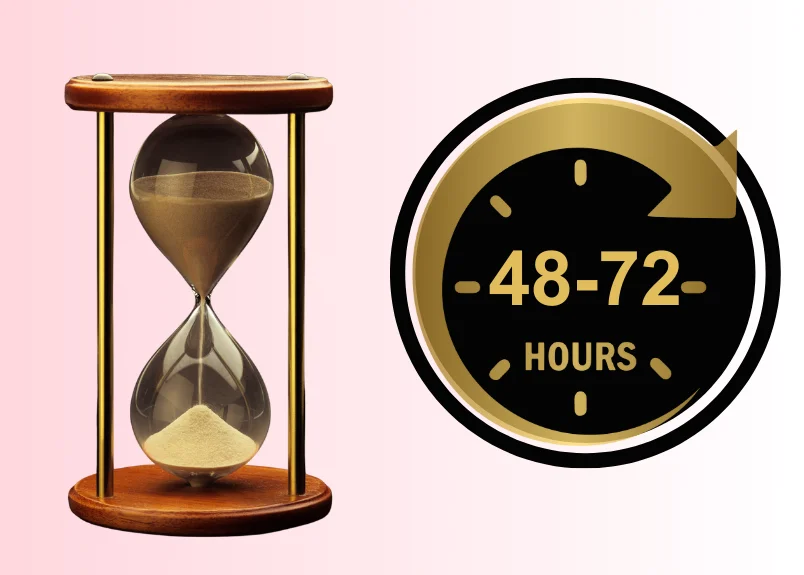 Sandy-hour clock and stop timer representing "Swim after 48-72 hours coloring hair"