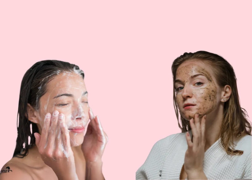 women cleansing and exfoliating their faces