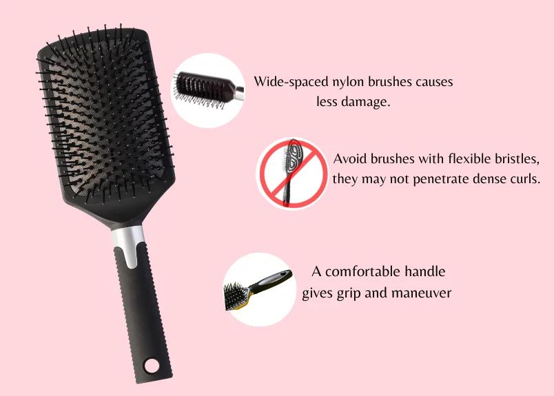 Hair brushes, no sign in red color, texts, pink background,