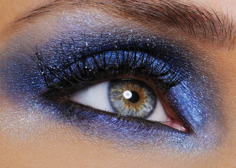 Eye with bright blue eyeshadow