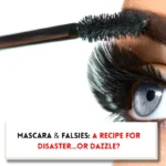 Applying mascara and text indicating, Can you put mascara on eyelash extensions?