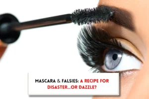 Applying mascara and text indicating, Can you put mascara on eyelash extensions?