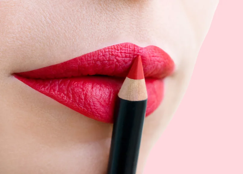 Glamorous red Lip of woman and red lip liner