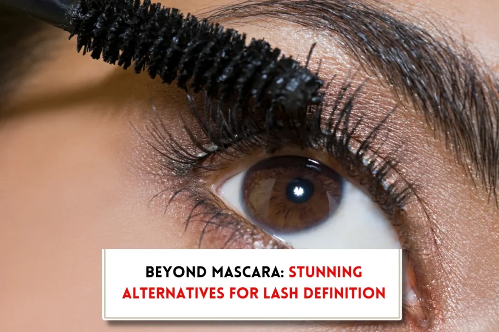 Mascara wand, eye of a woman and text implicting "What to use instead of mascara?"