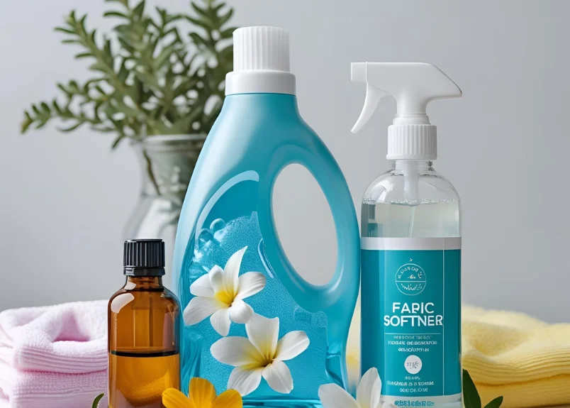 Mild detergent, essential oil and fabric softner, flower, clothes