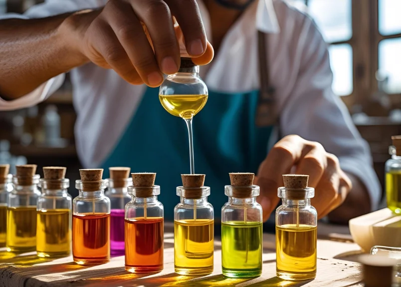 Perfume master blending perfume oils