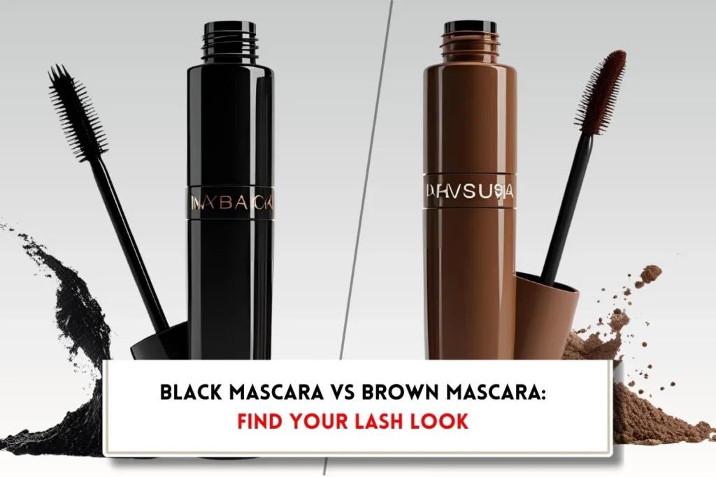 Black mascara with wand and brown mascara with wand, indicating "Black mascara vs brown mascara"