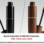 Black mascara with wand and brown mascara with wand, indicating "Black mascara vs brown mascara"