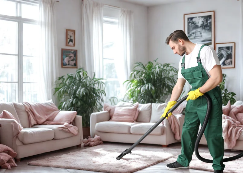 Deep cleaning of room by professional deep cleaner