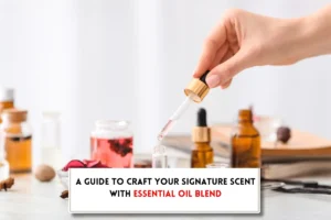 Perfume making with essential oils and text showing, "how to make perfume from essential oils?"