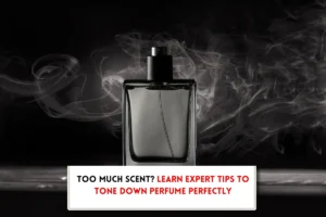 Perfume bottle and text indicating, "how to neutralize perfume smell"