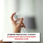 Perfume sprayed in room and text indicating "How to remove perfume smell from room?"