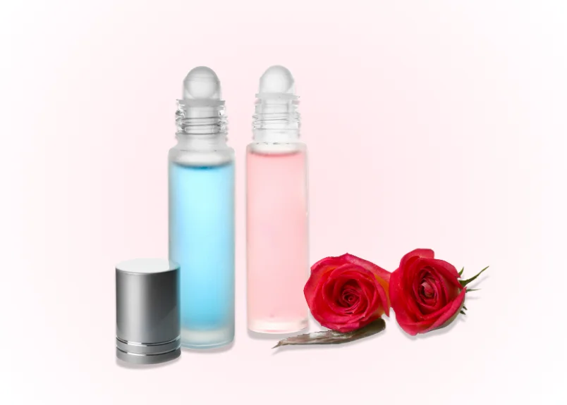 Roll on perfume bottles and roses