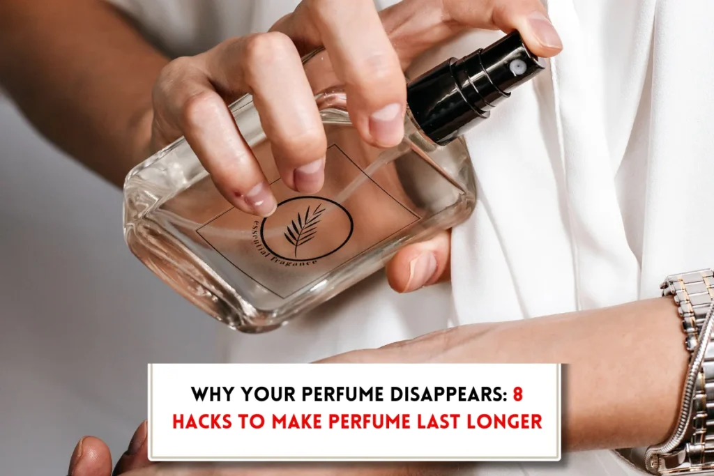 Application of prfume on hand and txt implying, "Why perfume doesn't last on me?"